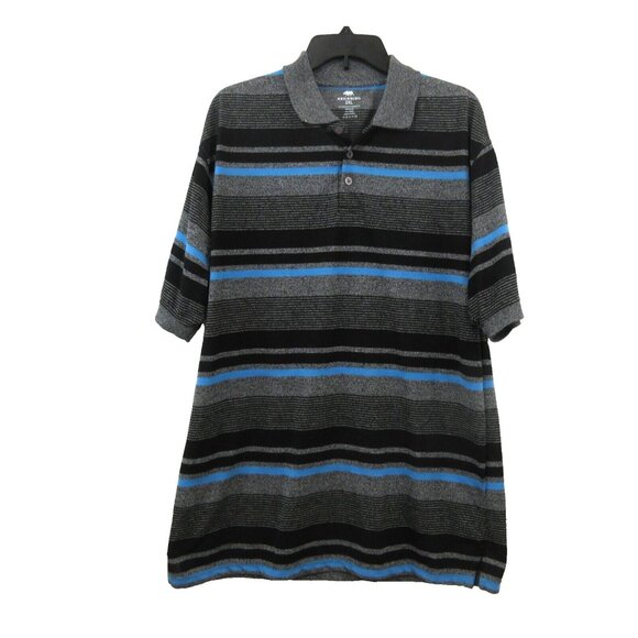 Red Rhino Mens Polo Shirt 2XL Short Sleeve Collared Black Striped Cotton Blend - Picture 1 of 8
